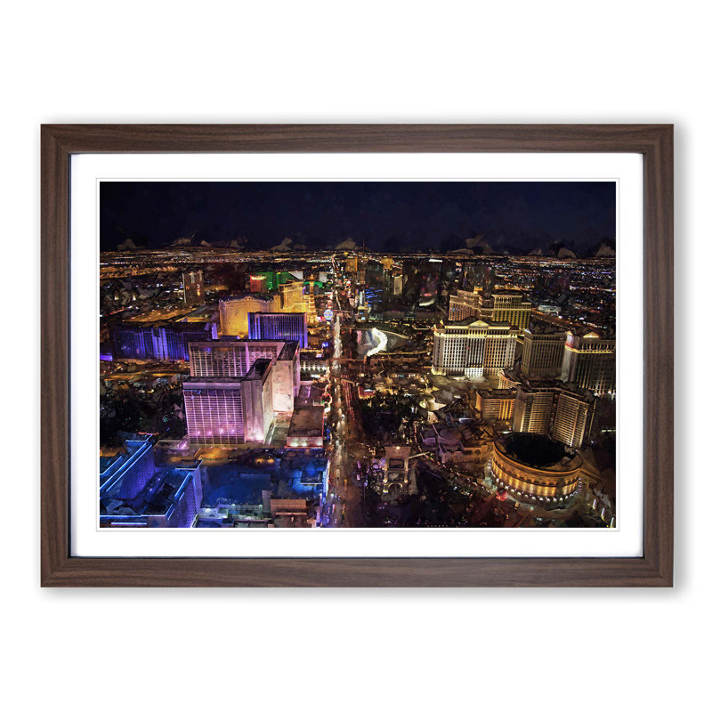 Aerial View of the Las Vegas Strip in Abstract - Picture Frame Graphic Art Print on MDF, 48cm H x 65cm W x 2cm D