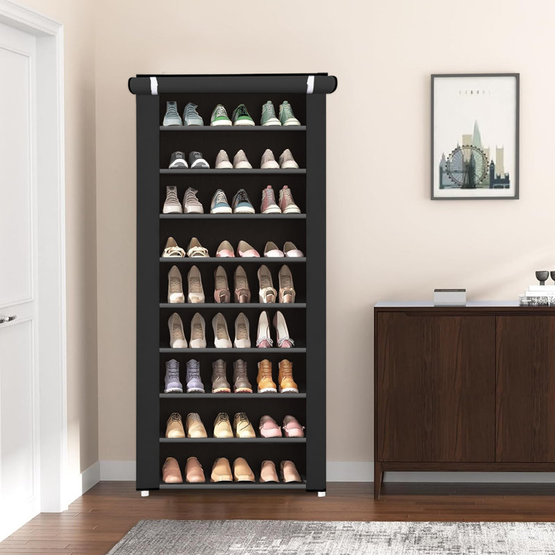 Range-chaussures simple non tissé 10 couches Rebrilliant - noir 60 * 30 * 160 cm (23,62 po x 11,81 po x 62,99 po)