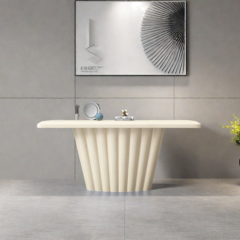Modern Minimalist Console Table, 35.43" H x 62.99" W x 15.75" D, khaki
