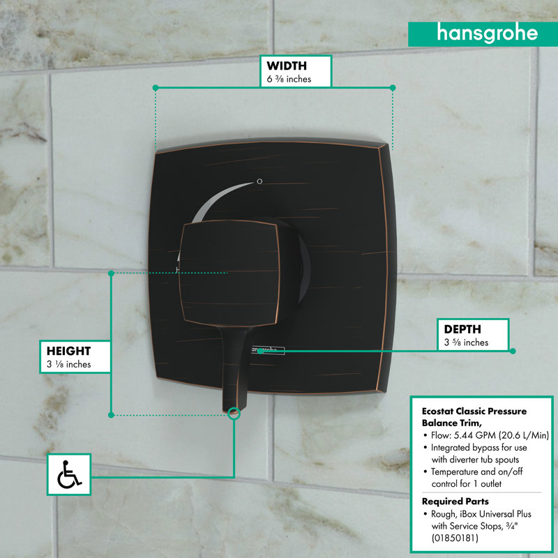 Ecostat Classic Pressure/Shower Balance Valve Trim, Rubbed Bronze