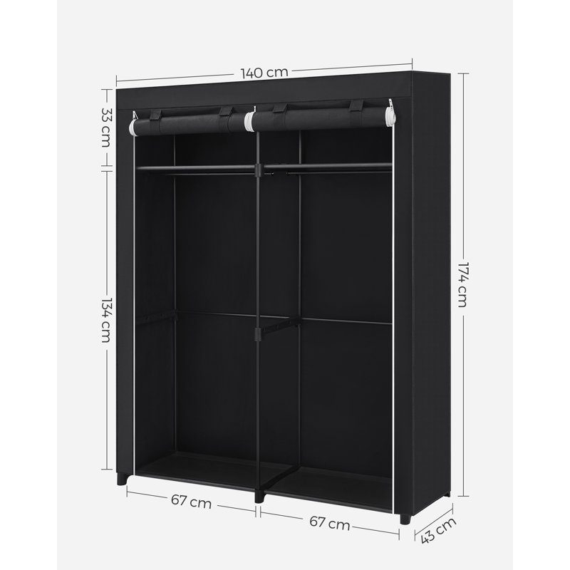 Illughi 140cm Portable Wardrobe, Black