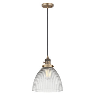 Franklin Restoration - Seneca Falls - 1 Light 10" Cord Hung Mini Pendant - On-Off Turn Switch - LED Bulb - Clear Halophane Shade