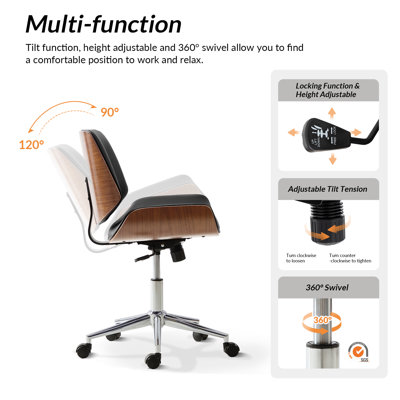 Oswina Faux Leather Upholstered Office Chair with Wood Frame