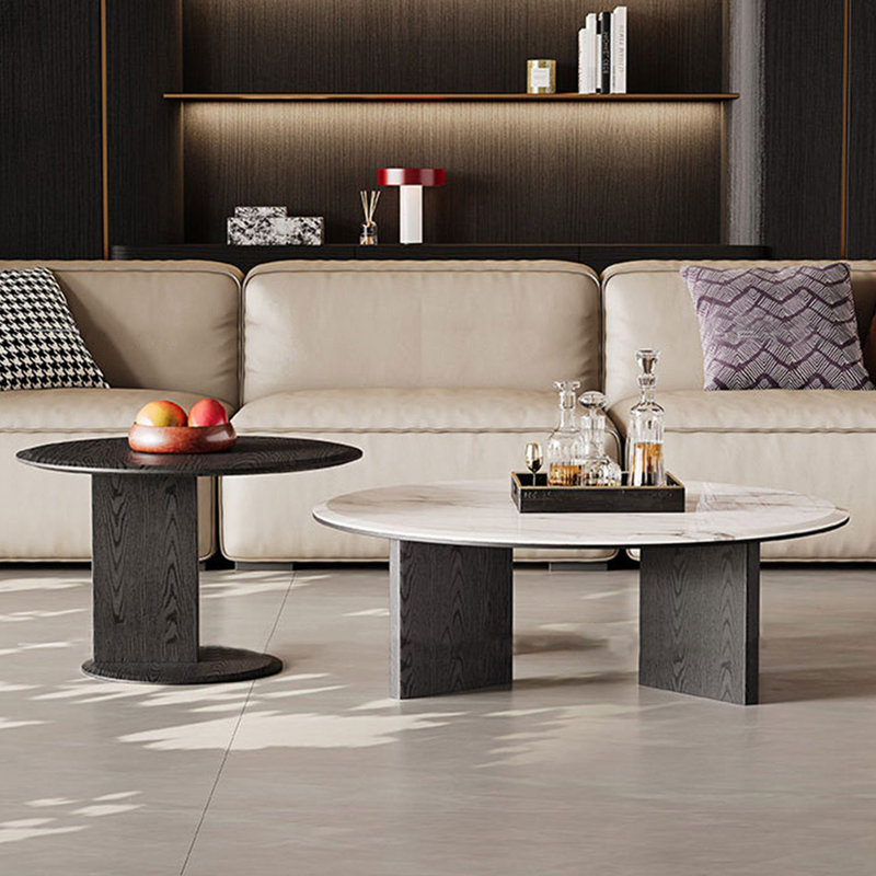 Ensemble de tables basses en marbre italien minimaliste, H 12,6 po x l 31,5 po x P 31,5 po