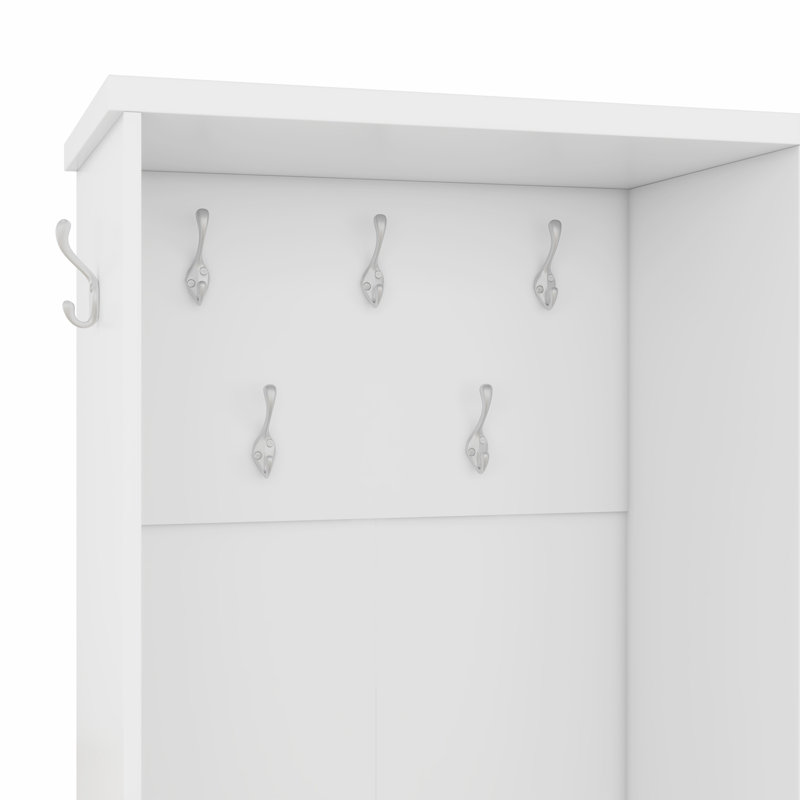 Versatile Hall Tree with Multiple Storage Options for Entryways, Soft White