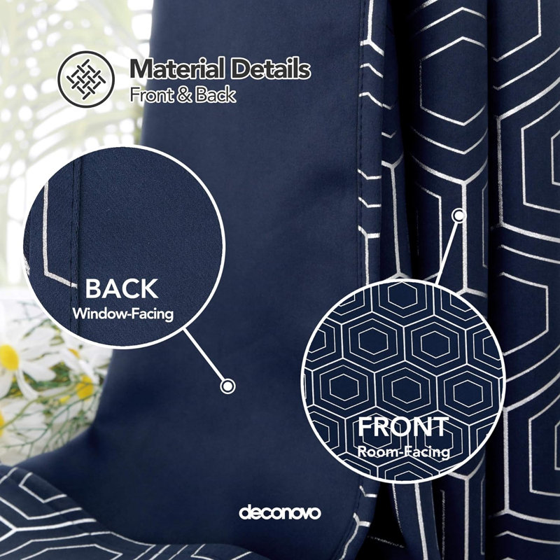 Blackout Curtain Pair, 117cm wide x 183cm high, Dark blue