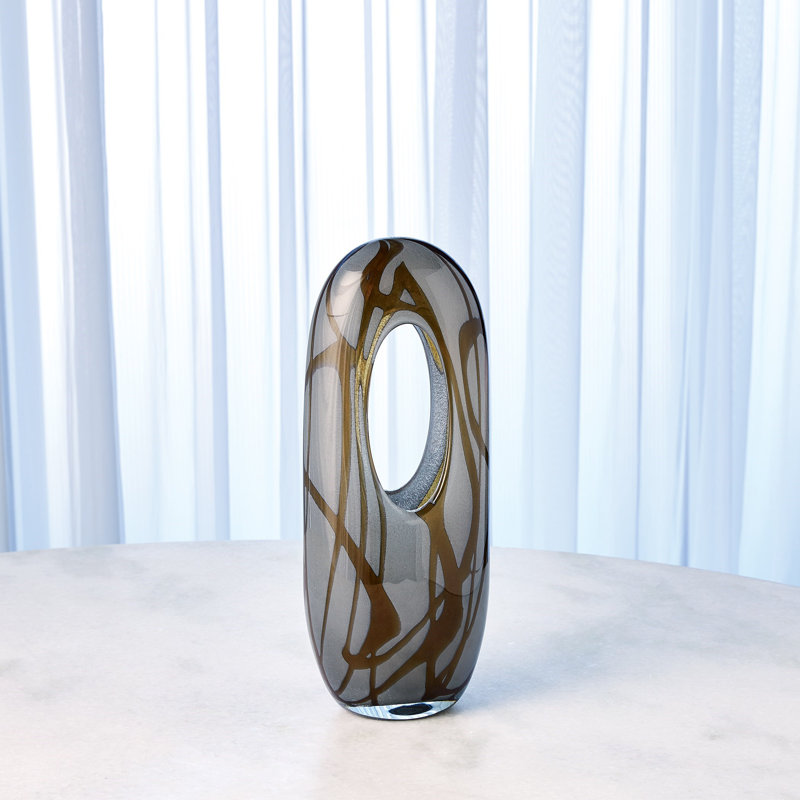 Handmade Glass Table Vase, 15" H x 6" W x 4.5" D