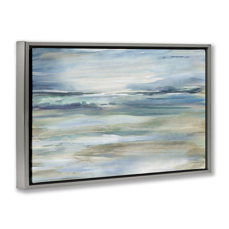 Cadre flottant dégradé Ocean Waves, design par Carol Robinson, H 21 po x l 31 po, Cadre flottant gris lustré