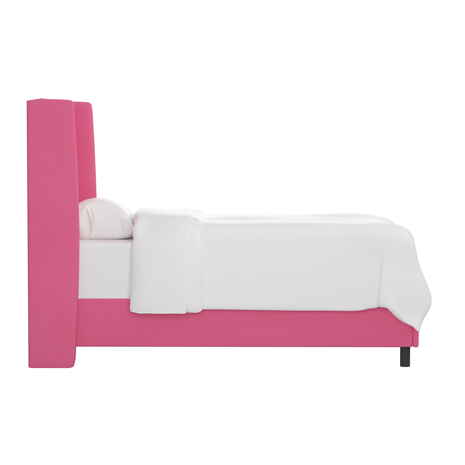 Tilly Upholstered Wingback Bed, Twin, Hot Pink Performance Microsuede