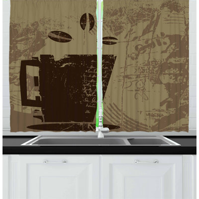 Coffee Tailored Kitchen Curtain