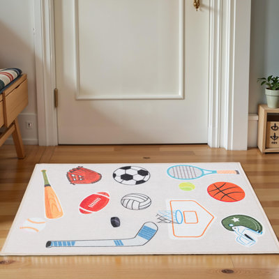Pollak All Star Non-Slip Kids Playroom Decor Washable Indoor Area Rug