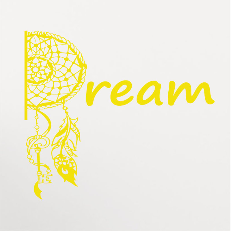 Décalcomanie murale mehndi rêve catcher, Jaune