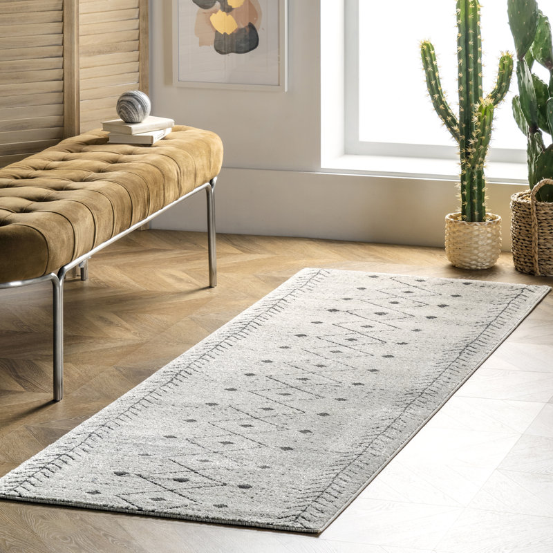 Tapis géométrique ivoire / gris Martello, Rectangle 5 pi x 7 pi 5 po