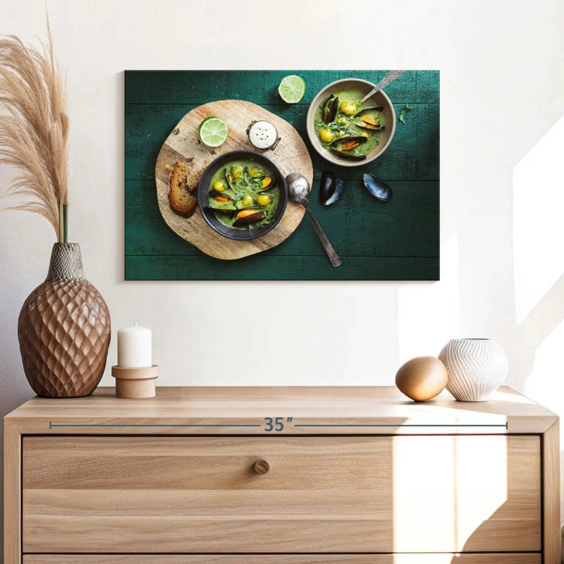 Yarlin Mussel And Spinach Soup, 16" H x 24" W