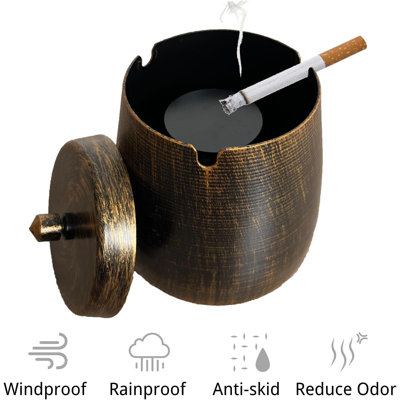 Ash Tray, Large Outdoor Ashtray with Lid, Ashtray for Outside Patio