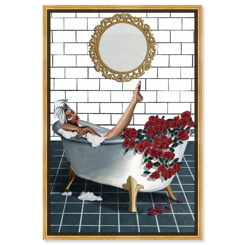 «Bathtime Lounge II», reproduction sur toile, Encadrement doré, H 30 po x l 20 po