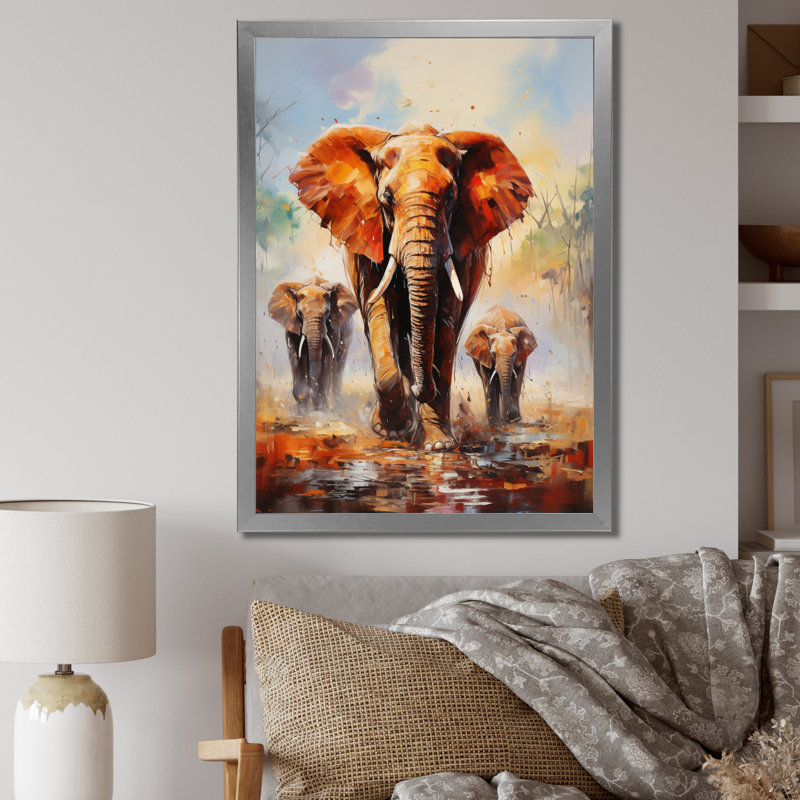 Bacil Elephant Elephant Parade, reproduction d'art sur toile, H 20 po x l 12 po x P 1 po, Cadre photo argenté