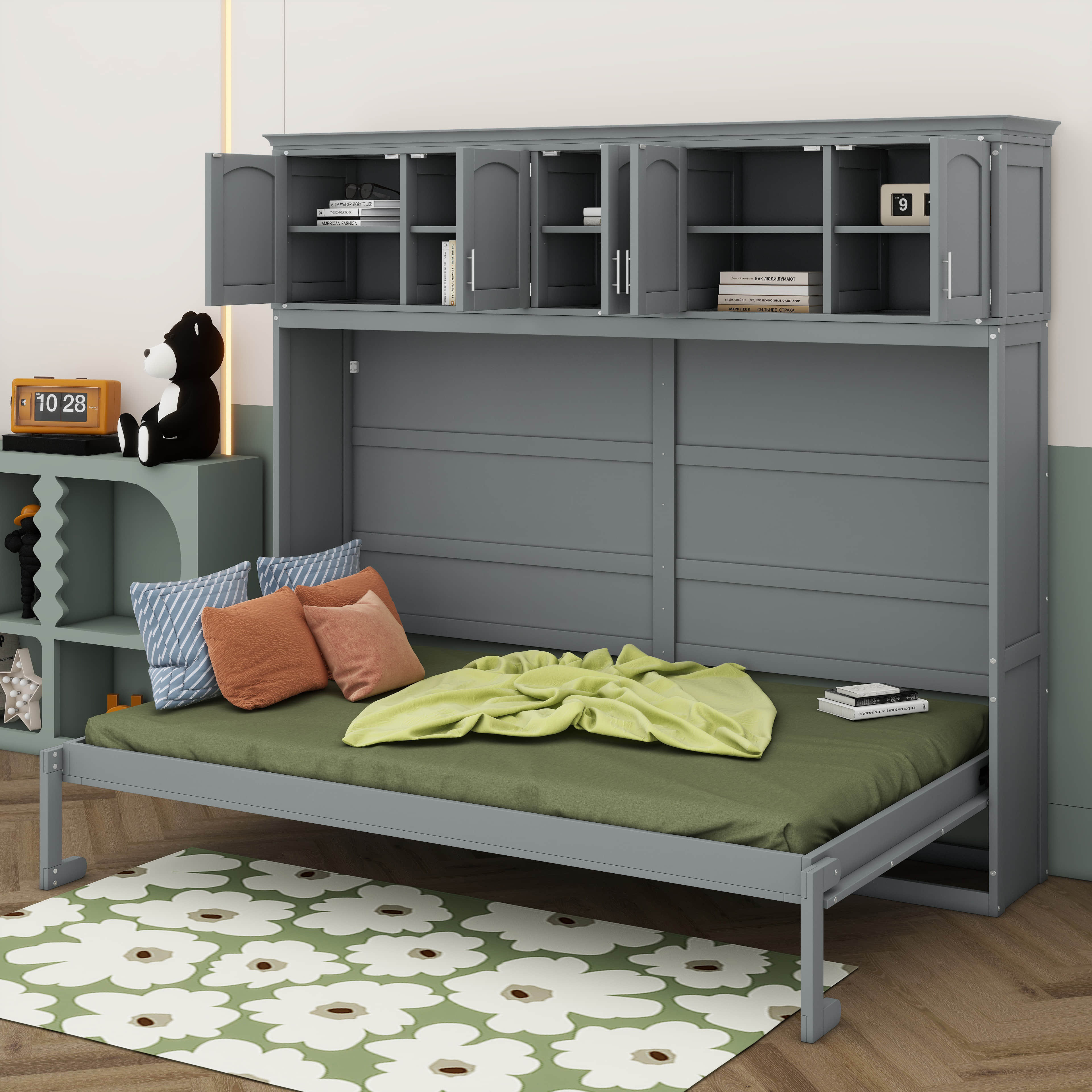 Red Barrel Studio A Full-Sized Murphy/Wall Bed With Upper Storage ...