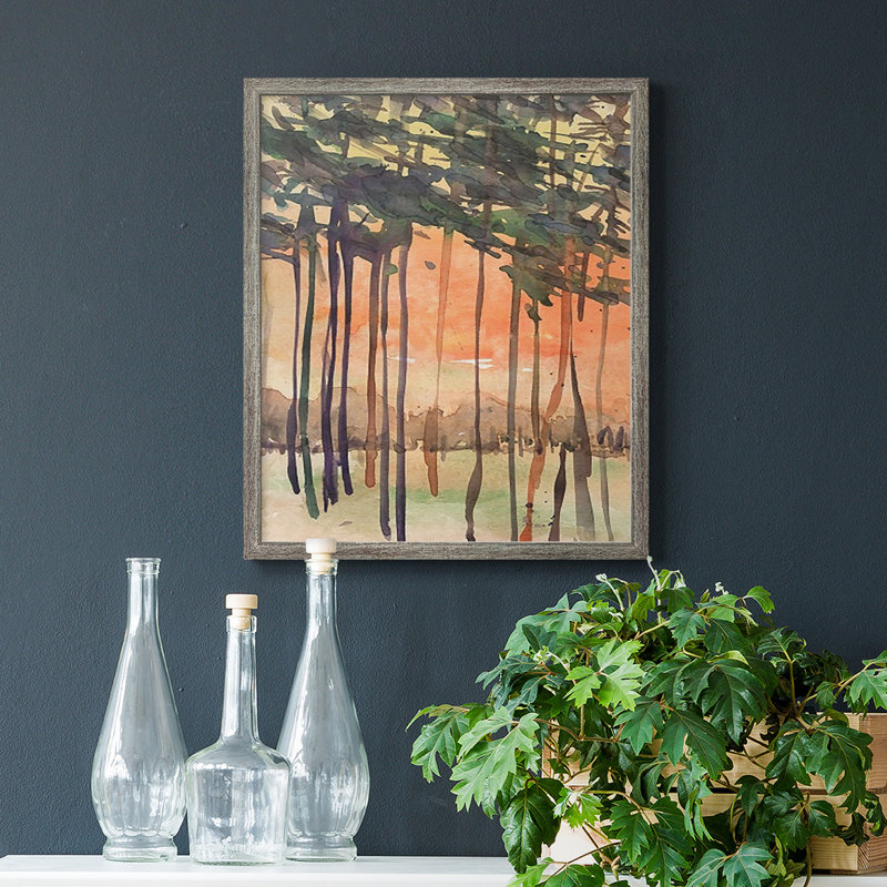 Entre les arbres II, toile encadrée de qualité supérieure - prête à être accrochée, Argent patiné, H 24 po x l 20 po