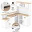 Bureau d'ordinateur en L avec huche, bureau d'ordinateur de coin moderne avec rangement en L-121086673