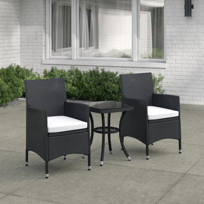 Basilica 3 Pieces Rattan Bistro Set, Wicker Garden Furniture Set
