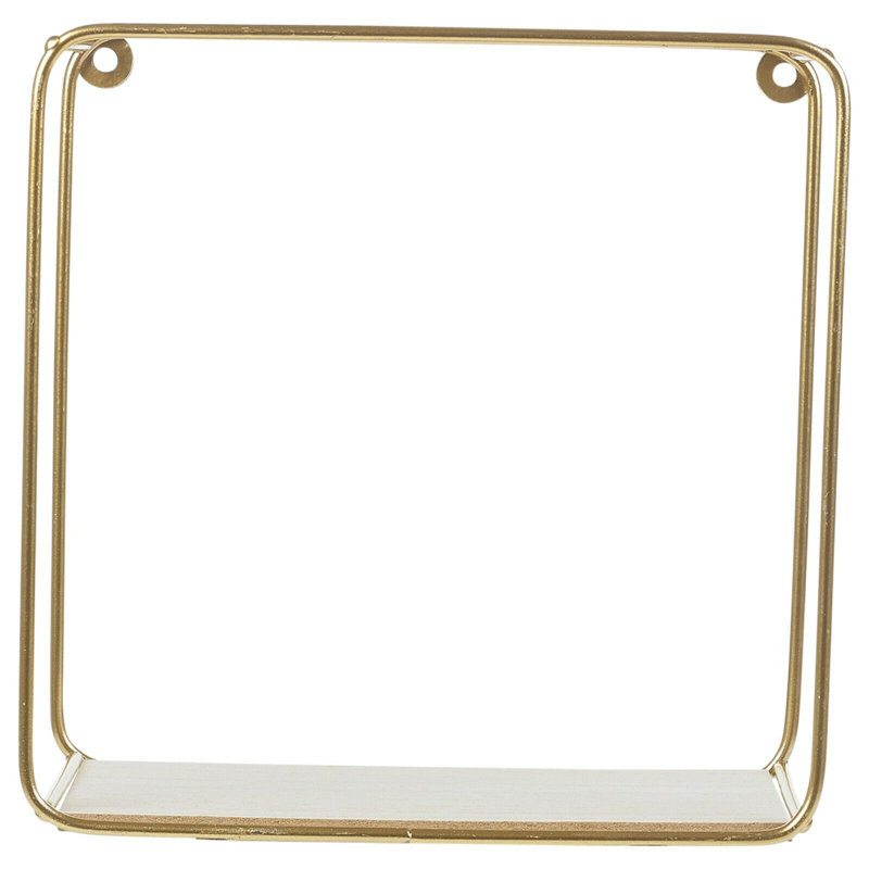2 Piece Square Metal Floating Shelf, Gold