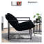 Chaise d'appoint moderne en velours avec structure en métal, fauteuil rembourré noir pour le salon ou la chambre à coucher