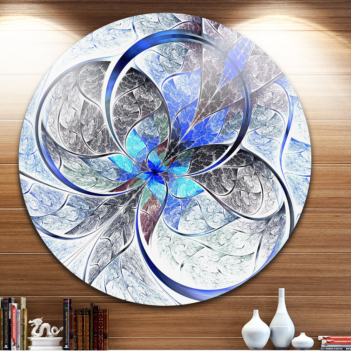 DesignArt Symmetrical Blue Fractal Flower On Print |