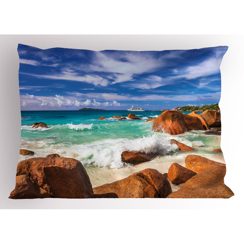 Ensemble de 2 taies décoratives Ambesonne Tropical Rocky Coast Seychelles, H 20 po x l 26 po