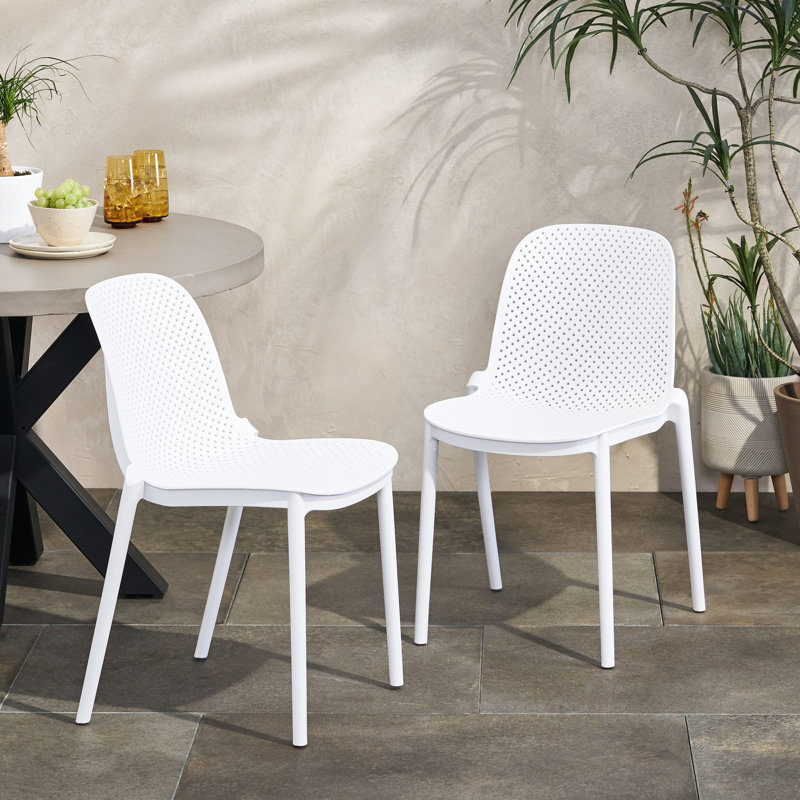 Chaise d'extérieur moderne en lierre blanc moderne en polypropylène avec assise confortable