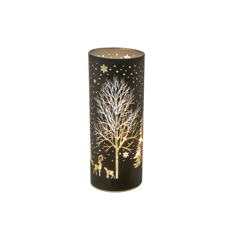 Support pour verre à DEL (arbre) (blanc) - ensemble de 2, Noir
