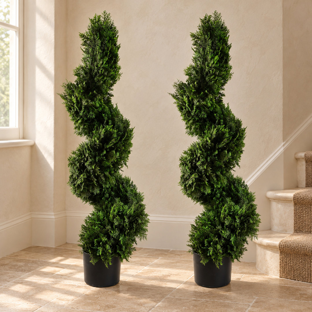 Cedar Tree Artificial 120cm Pair Spiral Topiary Practical Everyday Use - Image 7