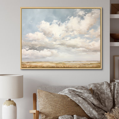 White Clouds Scenery Minimalism On Canvas Print