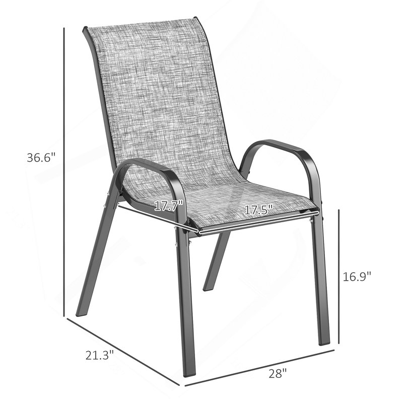 Ensemble de 4 chaises de salle à manger empilables, Gris