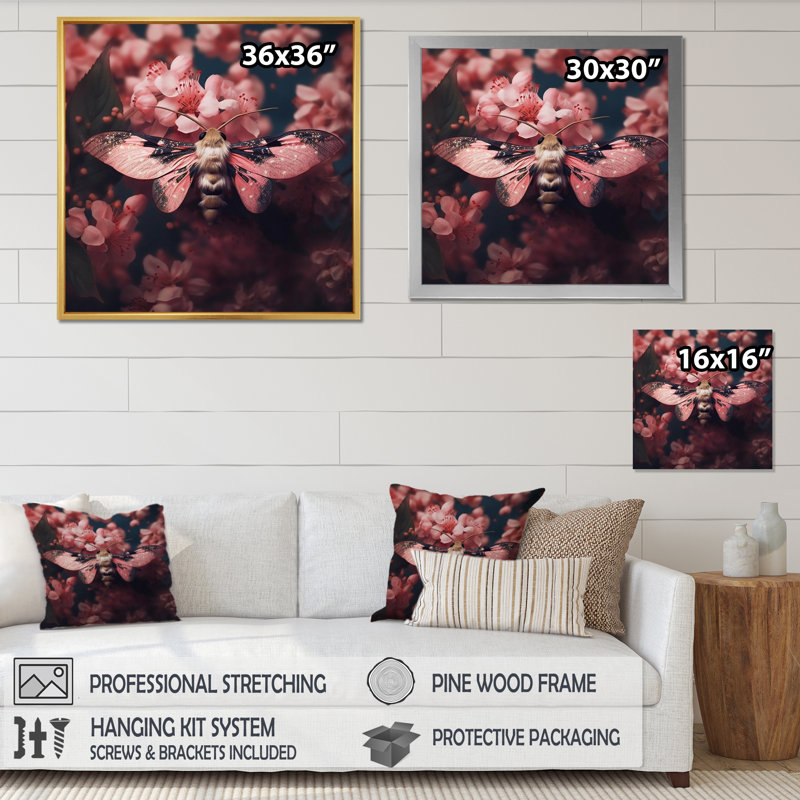 «Tiny Insect Wonders III», reproduction d'art sur toile, H 24 po x l 24 po x P 1 po, Cadre flottant doré