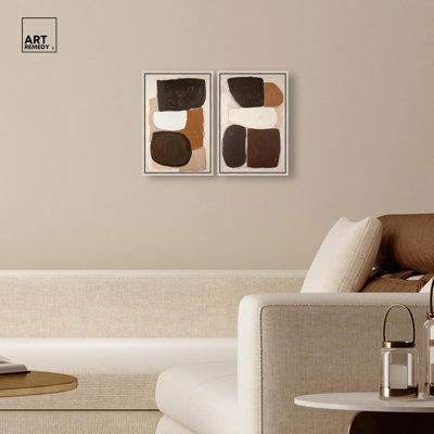 Asymmetrical Balance Set Canvas Print Abstract Boho Art Set by Art Remedy, Black Frame, 10 x 15