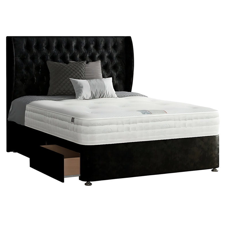 Mandalay Divan Bed Base, Black, Single, No Drawers
