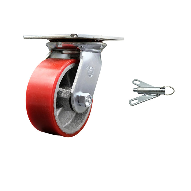 Poly on Cast Iron Caster, Red