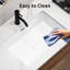 Évier de cuisine encastré de L 24 po, cuve simple en céramique blanche, profondeur interne de 8 po, ébréchée et fissurée, finition lisse pour lavabo de salle de bain, glacis ultra brillant rouille de 16 po