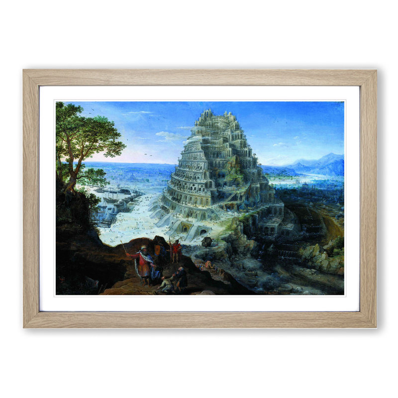 Babel by Pieter Bruegel the Elder - Picture Frame Painting, 27cm H x 36cm W x 2cm D, Oak Framed