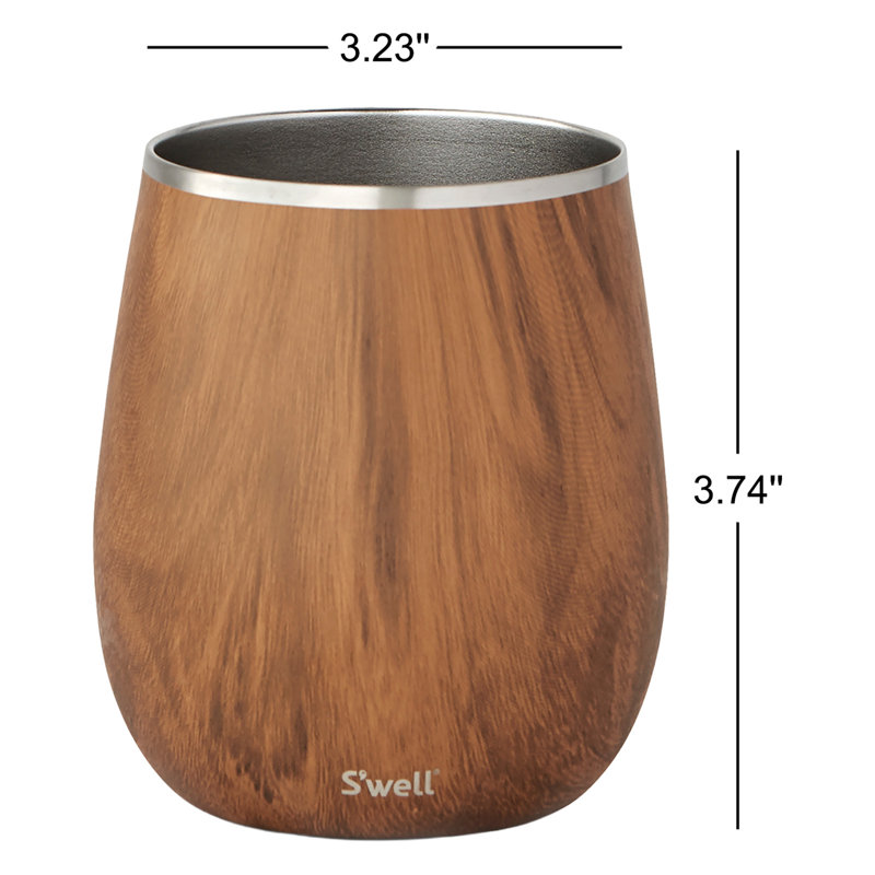 S'well Stainless Steel Wine Tumbler, 9-Ounce, Teakwood, Teakwood