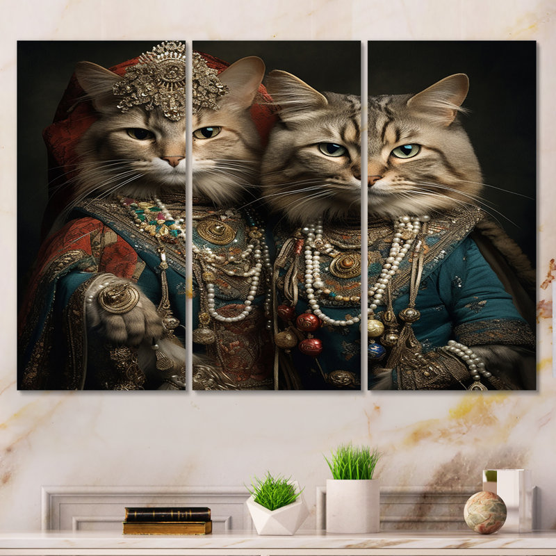 Cats In Retro Fashion III - animaux, ensemble de reproductions d'art mural, H 28 po x l 36 po x P 1 po