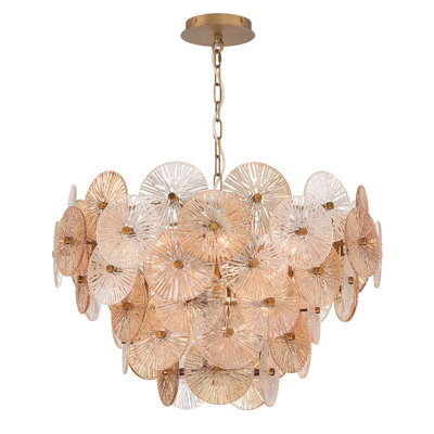 Lustre 12 lumières en laiton plaqué Sue-Anne