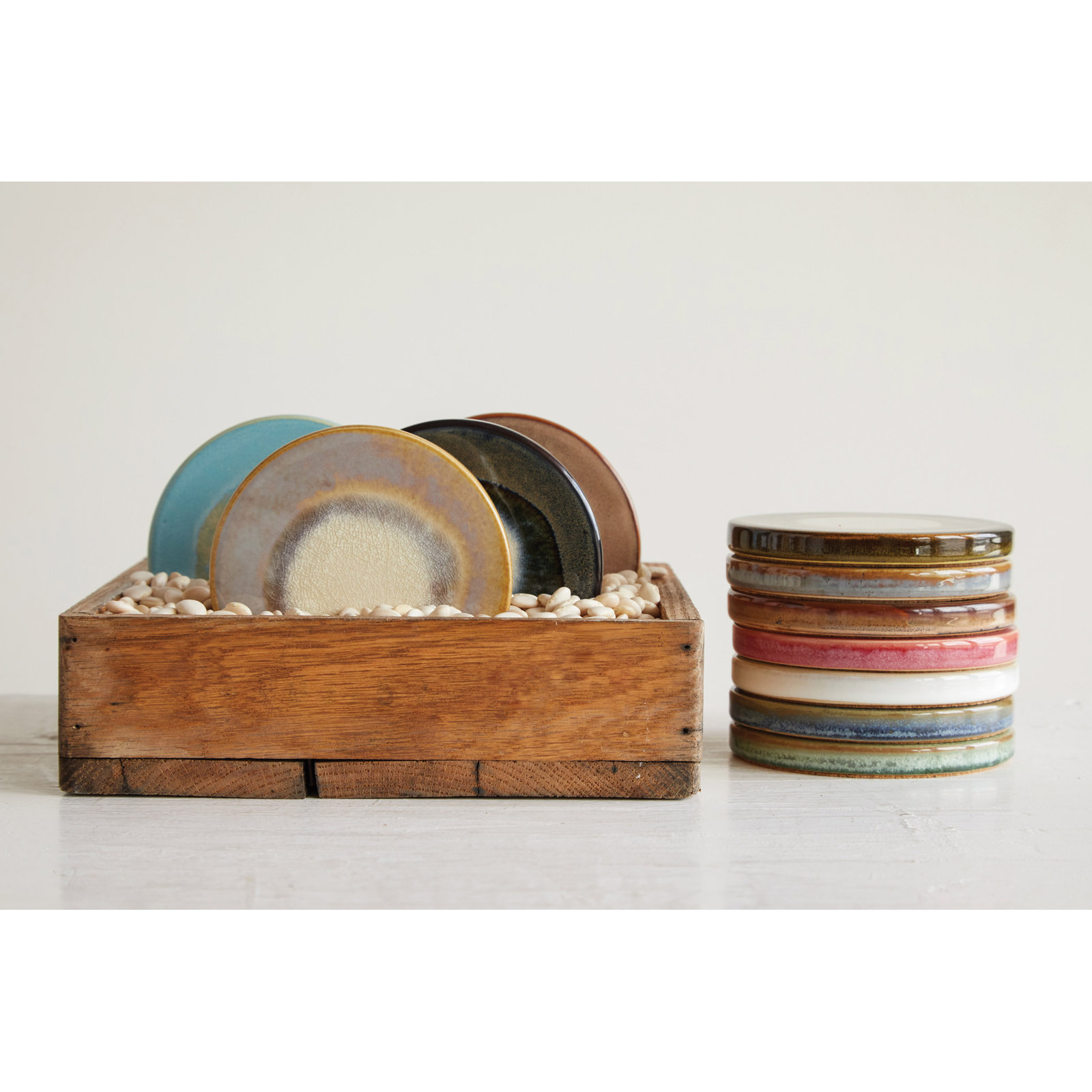 Stoneware Reactive Glaze Coaster Set