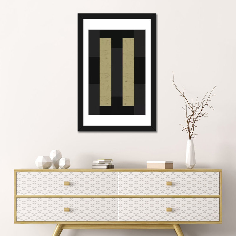 Albree Modern Parallel, impression sur toile, H 26 po x l 18 po x P 1,5 po, Toile avec cadre noir, Pas de tapis