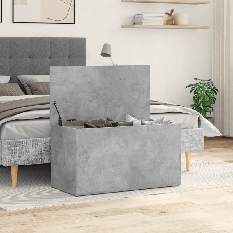 Giule Storage Chest 42x46 cm Engineered Wood, Concrete Grey, 46cm H x 84cm W x 42cm D