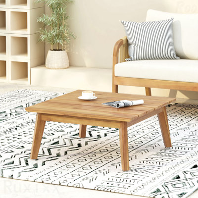 Table basse carrée en bois d'acacia, parfaite pour une utilisation intérieure et extérieure, durable et élégante