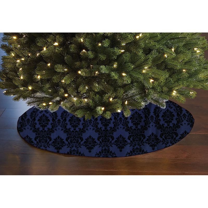 Jupe d'arbre de Noël damassé, Noir / bleu marine