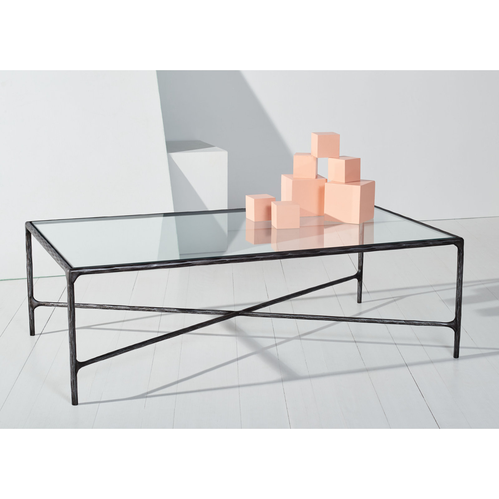 Evelynn Single Coffee Table, Clear, Black