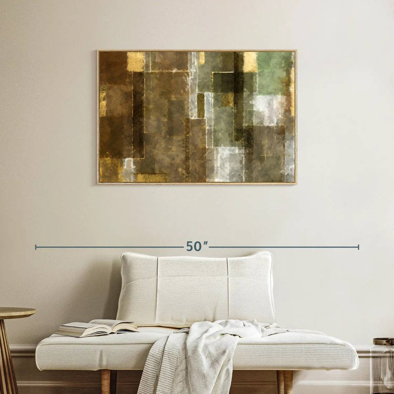 Neema géométrique, Cadre flottant en bois naturel, 37 po x 25 po